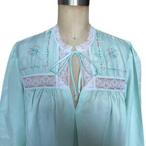 Vintage romantic lace mint baby blue cottage core nightgown dress
